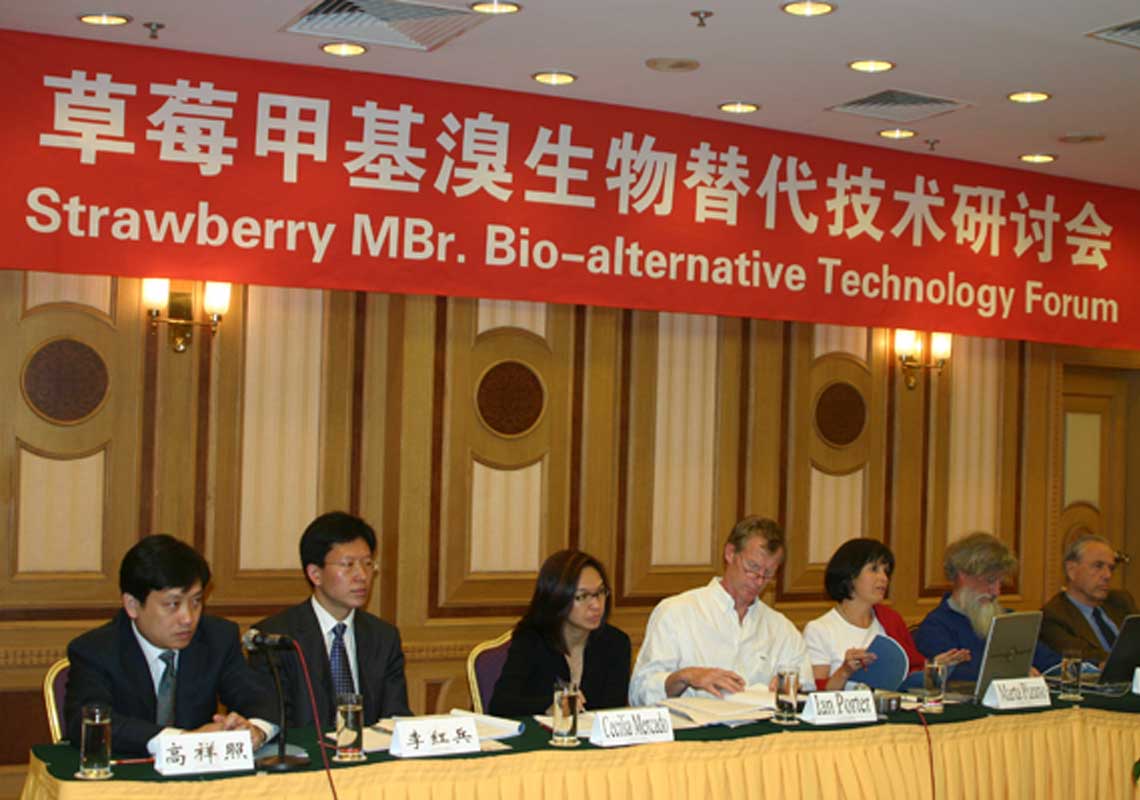 聯(lián)合國環(huán)境署、聯(lián)合國工發(fā)組織等機構(gòu)出席了我公司舉行的草莓甲基溴生物替代技術(shù)研討會